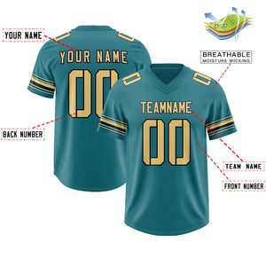 Custom Aqua Khaki Retro Personalized Sleeve Line Authentic Football Jersey