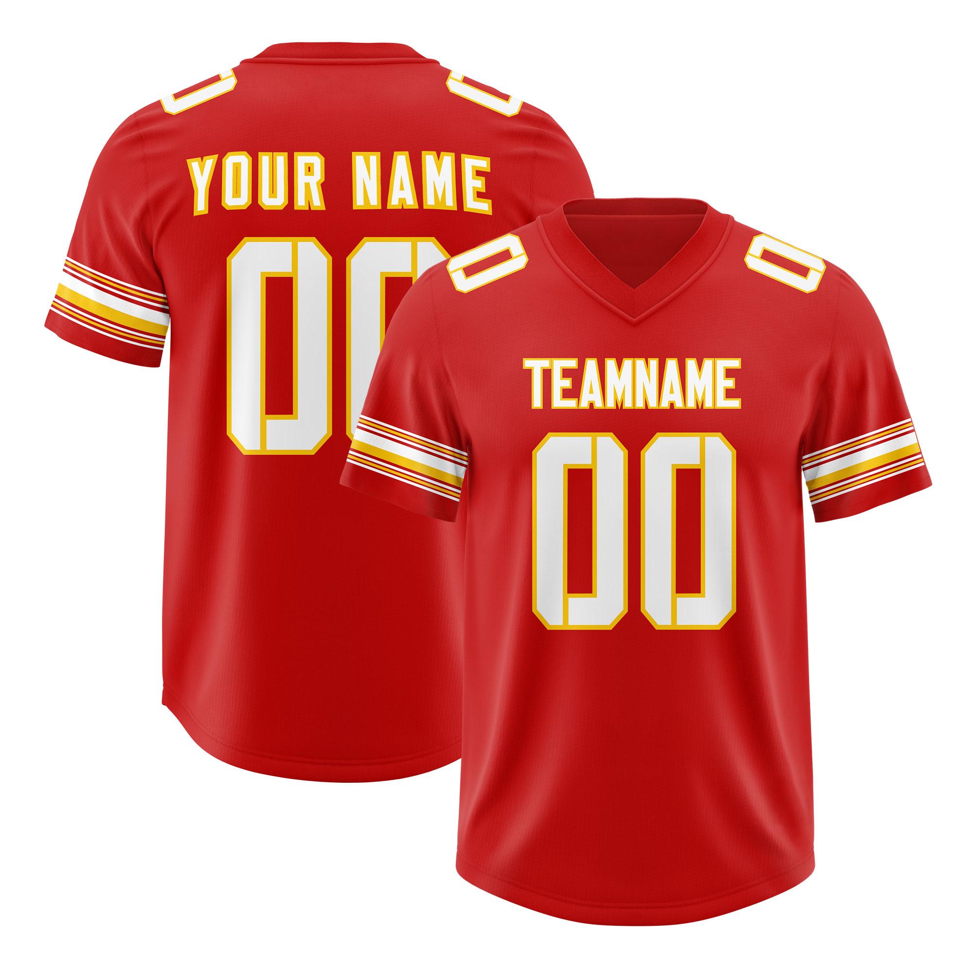 Custom Red White Retro Personalized Sleeve Line Authentic Football Jersey