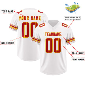 Custom White Red Retro Personalized Sleeve Line Authentic Football Jersey