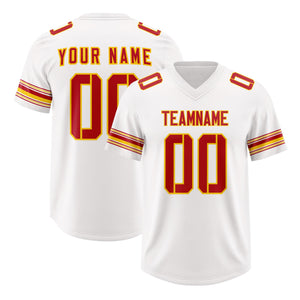 Custom White Red Retro Personalized Sleeve Line Authentic Football Jersey