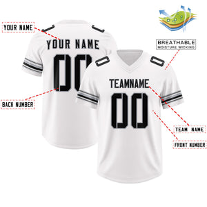 Custom White Black Retro Personalized Sleeve Line Authentic Football Jersey