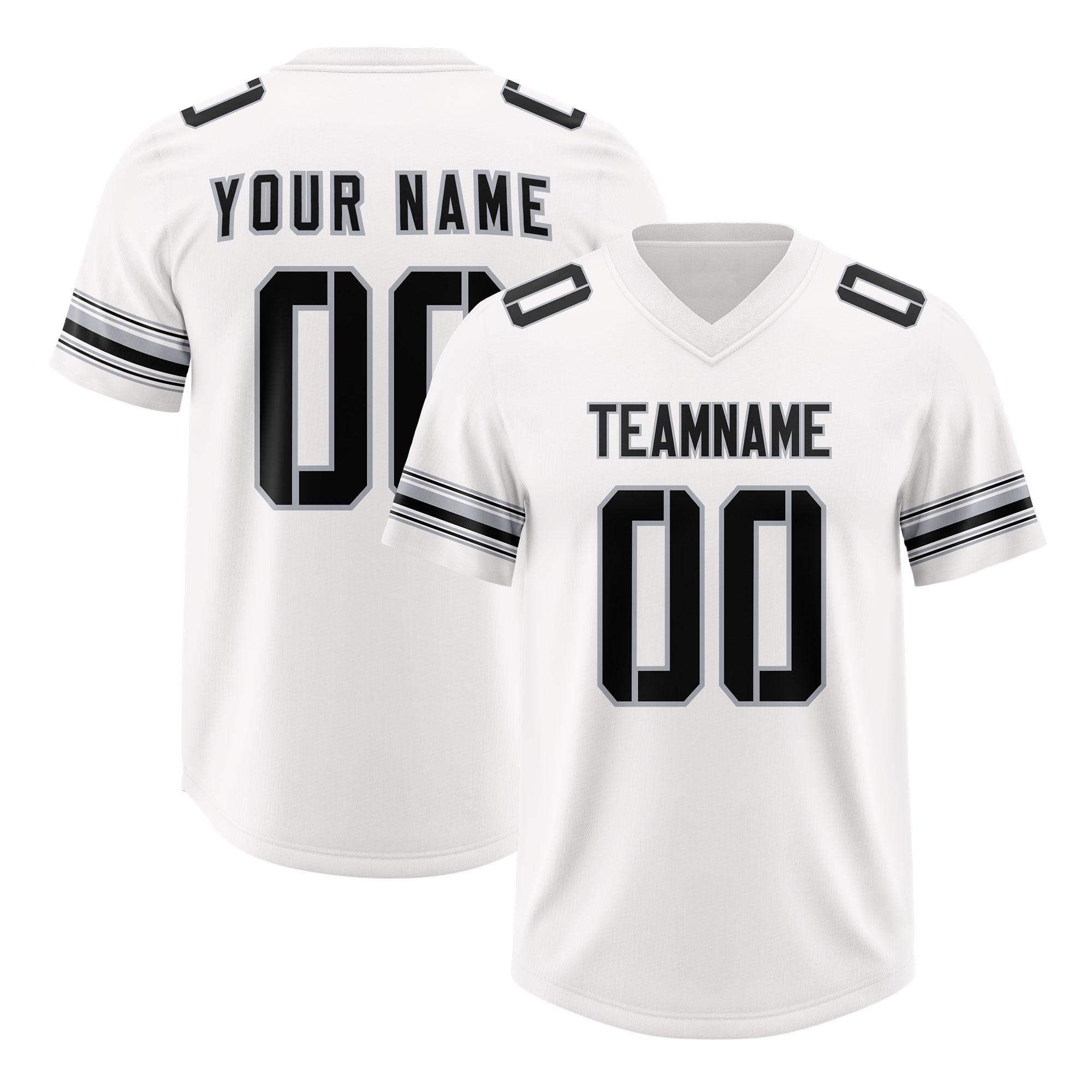 Custom White Black Retro Personalized Sleeve Line Authentic Football Jersey