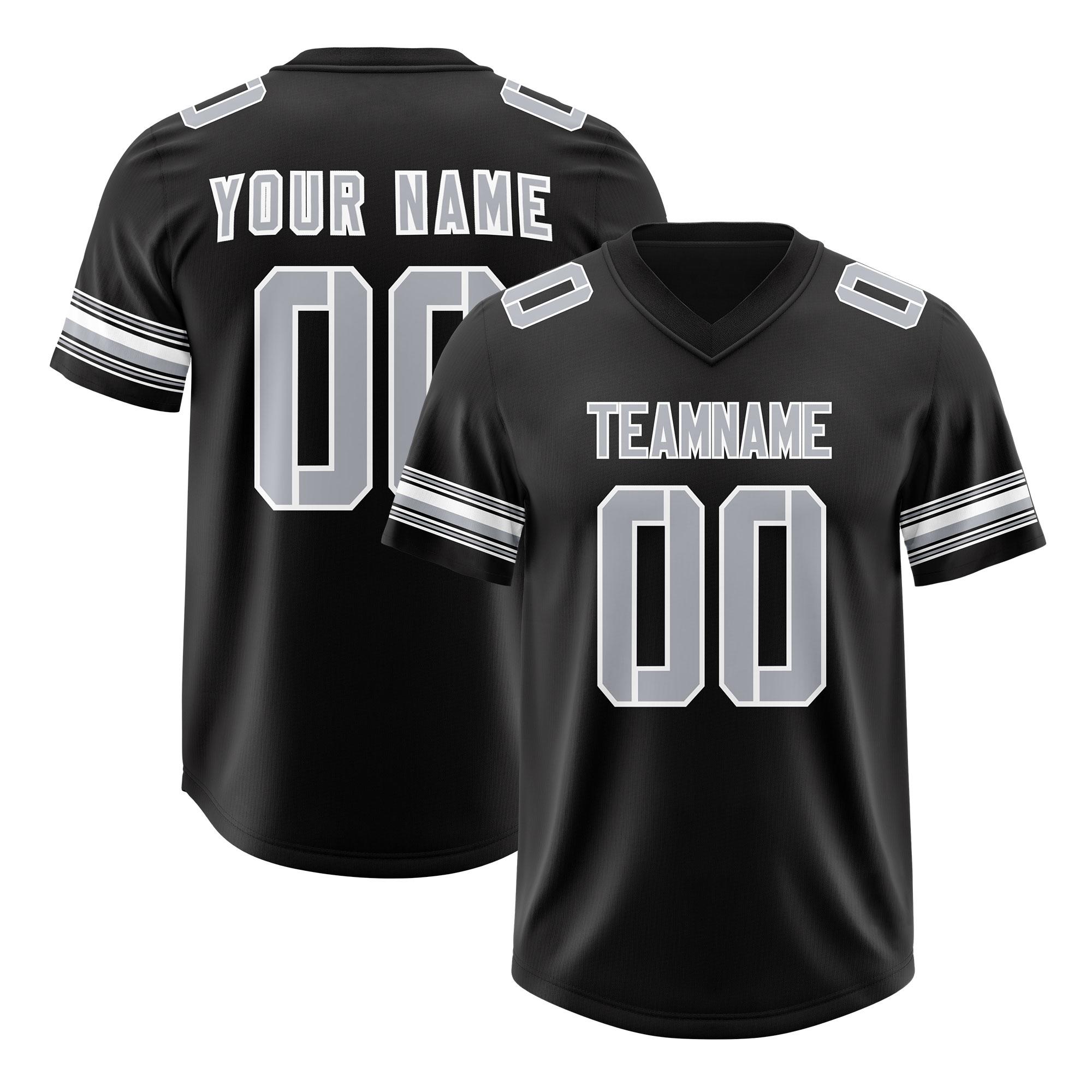 Custom Black Silver Retro Personalized Sleeve Line Authentic Football Jersey