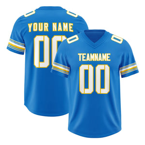 Custom Powder Blue White Retro Personalized Sleeve Line Authentic Football Jersey