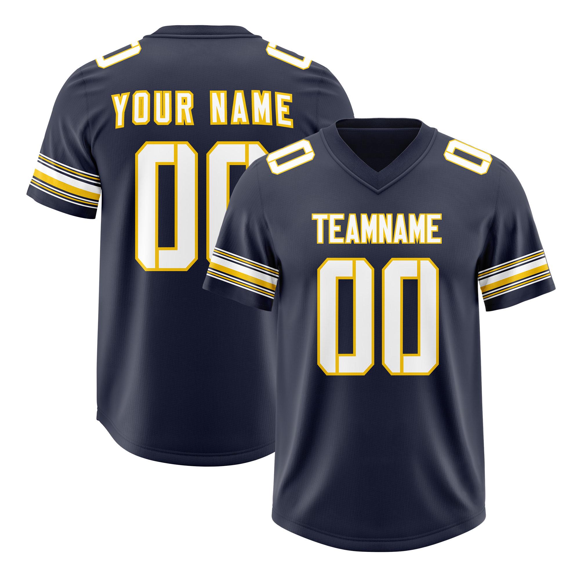 Custom Navy White Retro Personalized Sleeve Line Authentic Football Jersey