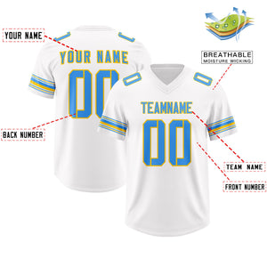 Custom White Powder Blue Retro Personalized Sleeve Line Authentic Football Jersey