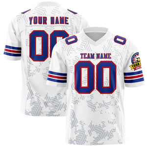 Custom White Royal-Red Personalized Graffiti Line Design Authentic Football Jersey