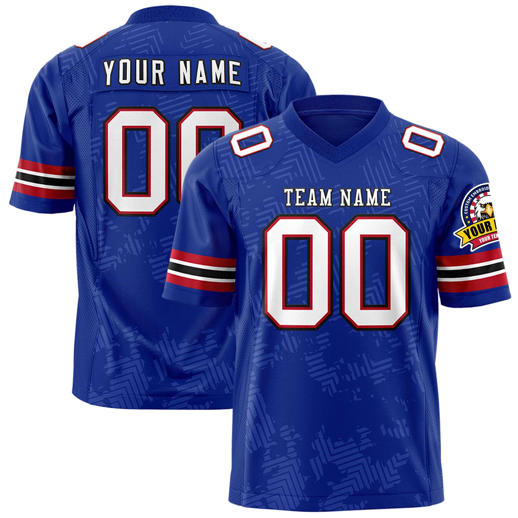 Custom Royal White-Black Personalized Graffiti Line Design Authentic Football Jersey