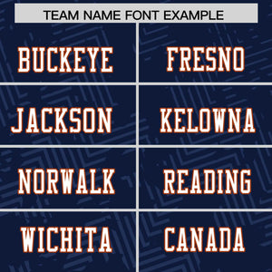 Custom Navy White-Texas Orange Personalized Graffiti Line Design Authentic Football Jersey