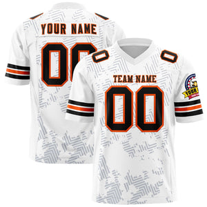 Custom White Black-Orange Personalized Graffiti Line Design Authentic Football Jersey