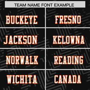 Custom Black White-Orange Personalized Graffiti Line Design Authentic Football Jersey