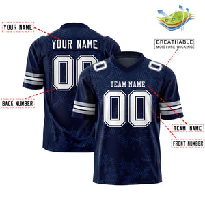 Custom Navy White Personalized Graffiti Line Design Authentic Football Jersey