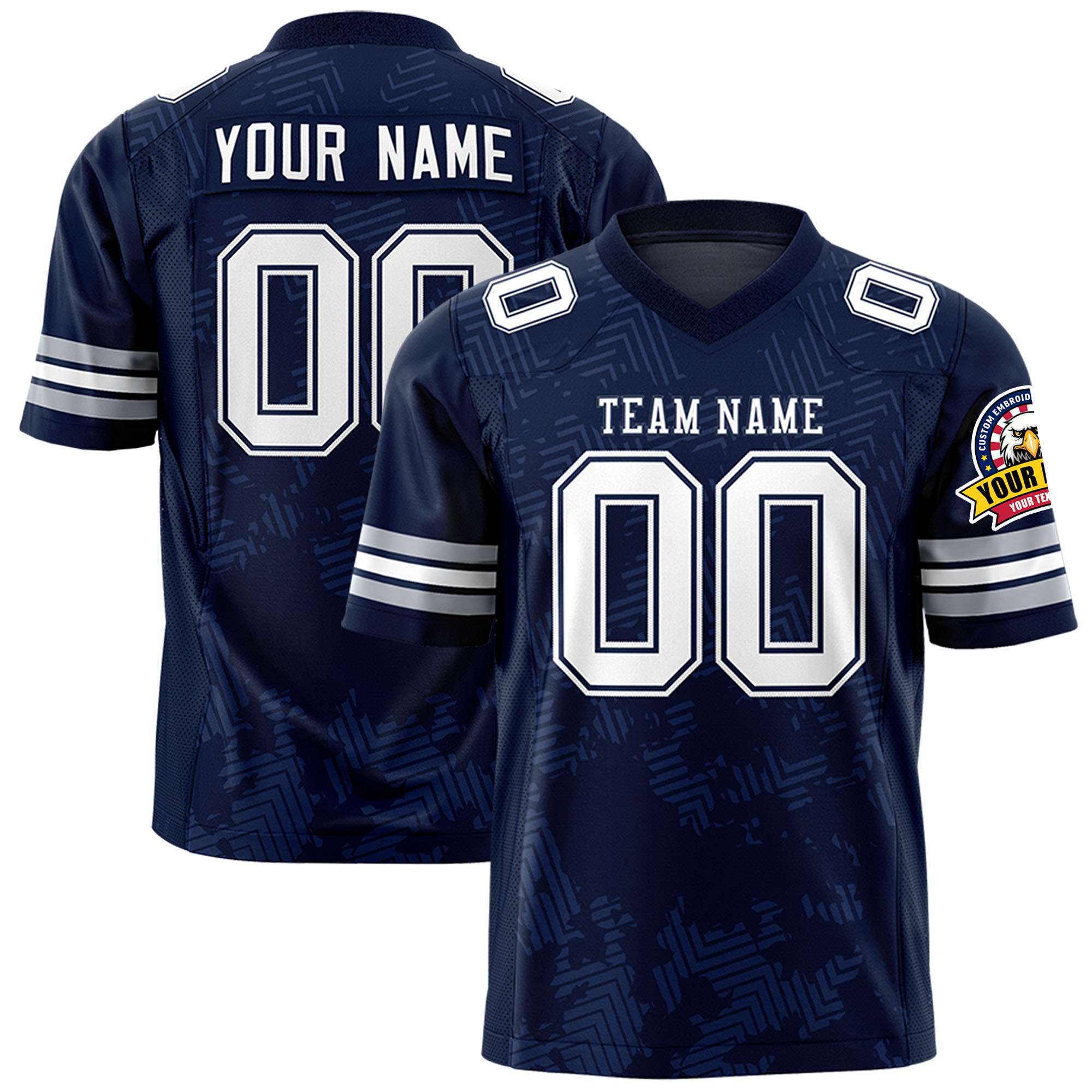 Custom Navy White Personalized Graffiti Line Design Authentic Football Jersey