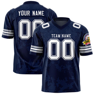 Custom Navy White Personalized Graffiti Line Design Authentic Football Jersey