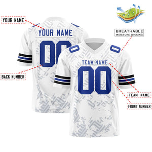 Custom White Royal Personalized Graffiti Line Design Authentic Football Jersey