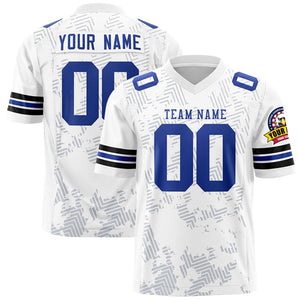 Custom White Royal Personalized Graffiti Line Design Authentic Football Jersey