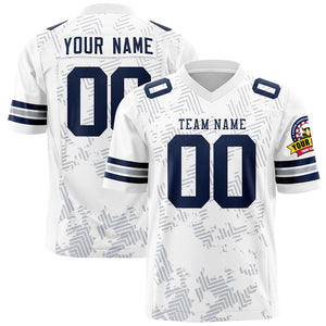 Custom White Navy Personalized Graffiti Line Design Authentic Football Jersey