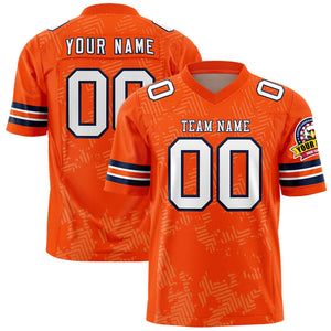 Custom Orange White-Navy Personalized Graffiti Line Design Authentic Football Jersey