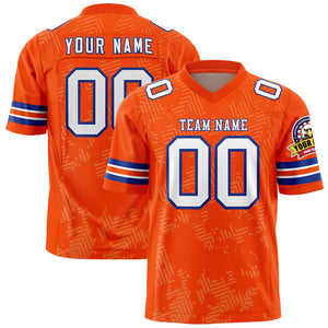 Custom Orange White-Royal Personalized Graffiti Line Design Authentic Football Jersey