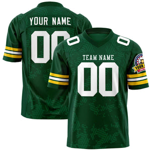 Custom Green White Personalized Graffiti Line Design Authentic Football Jersey