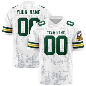 Custom White Green Personalized Graffiti Line Design Authentic Football Jersey