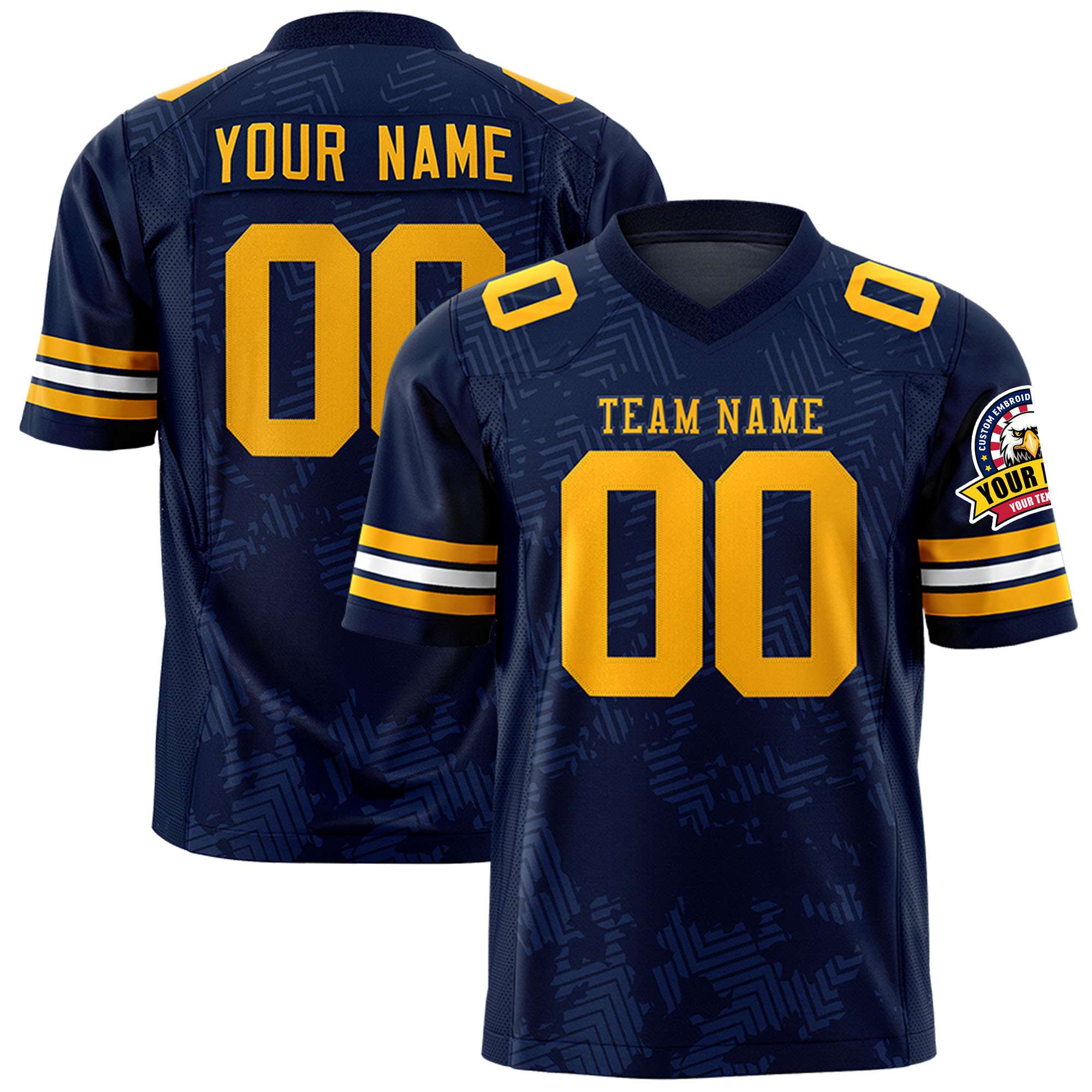 Custom Navy Yellow Personalized Graffiti Line Design Authentic Football Jersey