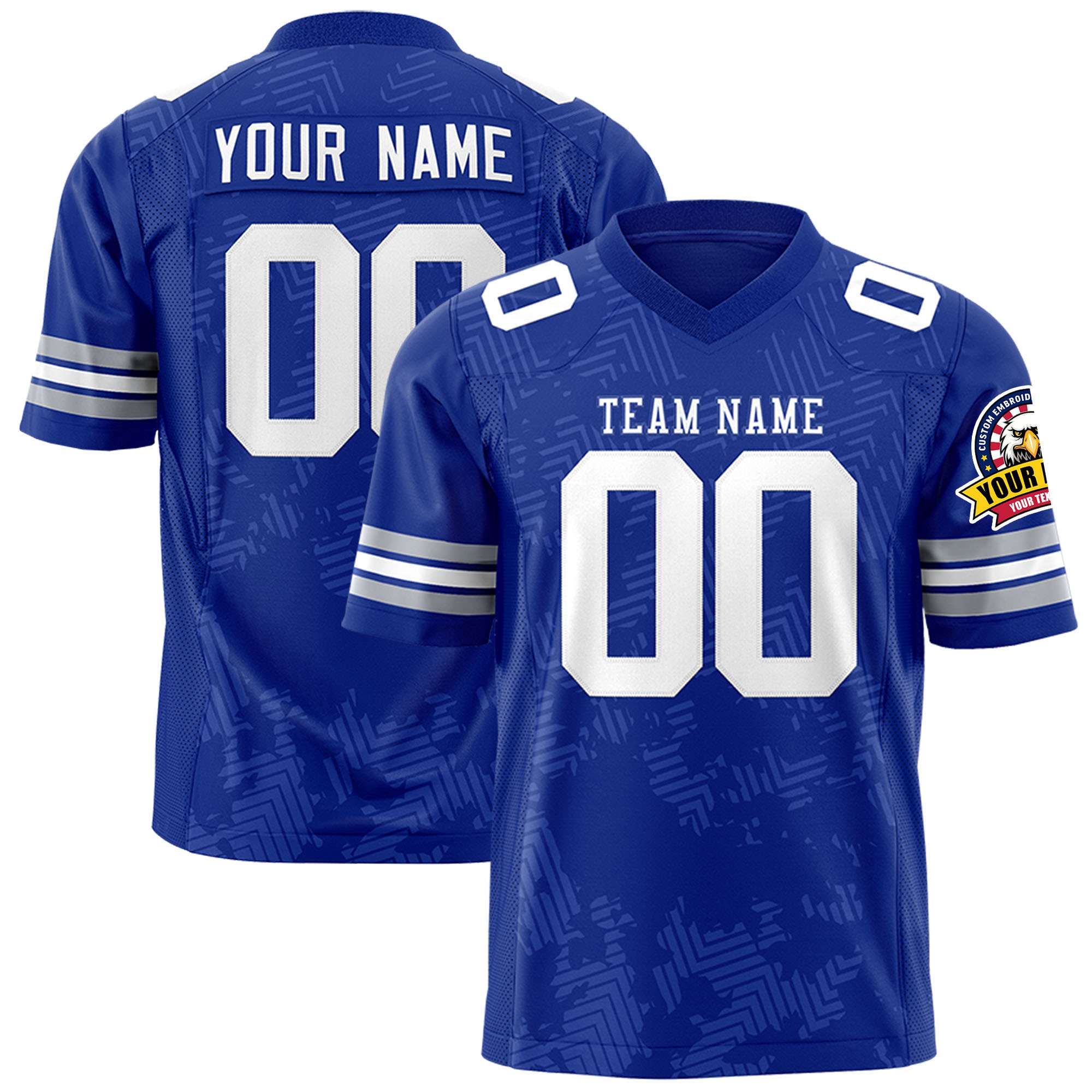 Custom Royal White Personalized Graffiti Line Design Authentic Football Jersey