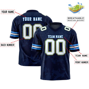 Custom Navy White-Powder Blue Personalized Graffiti Line Design Authentic Football Jersey