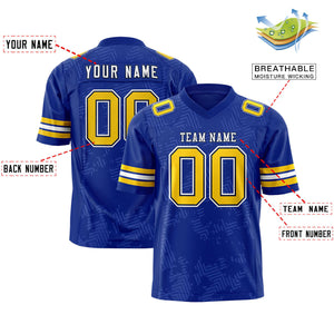 Custom Royal White-Navy Personalized Graffiti Line Design Authentic Football Jersey