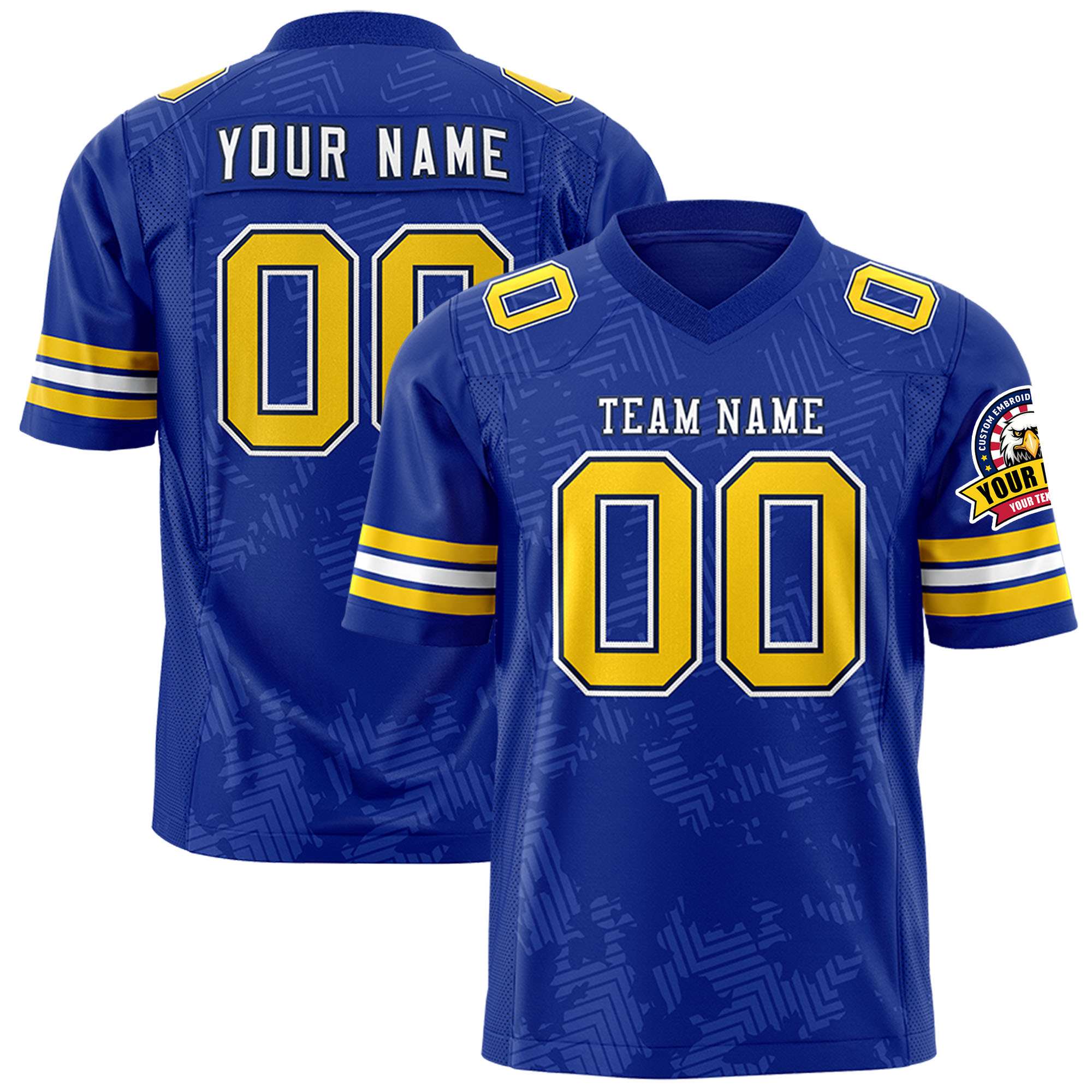 Custom Royal White-Navy Personalized Graffiti Line Design Authentic Football Jersey