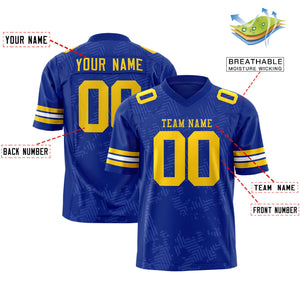 Custom Royal Gold Personalized Graffiti Line Design Authentic Football Jersey