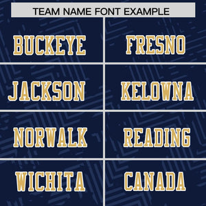 Custom Navy Old Gold-White Personalized Graffiti Line Design Authentic Football Jersey