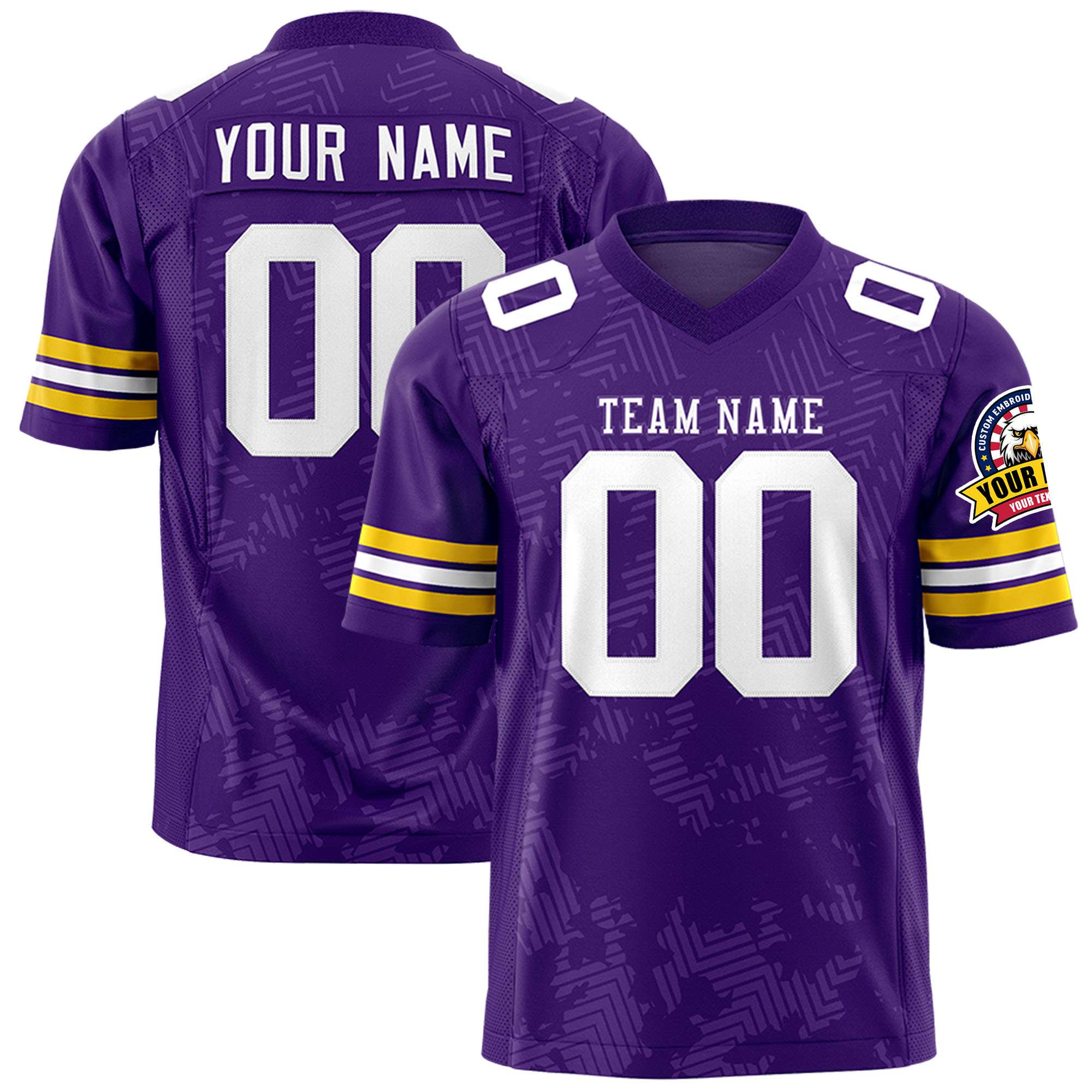 Custom Purple White Personalized Graffiti Line Design Authentic Football Jersey