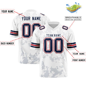 Custom White Navy Personalized Graffiti Line Design Authentic Football Jersey