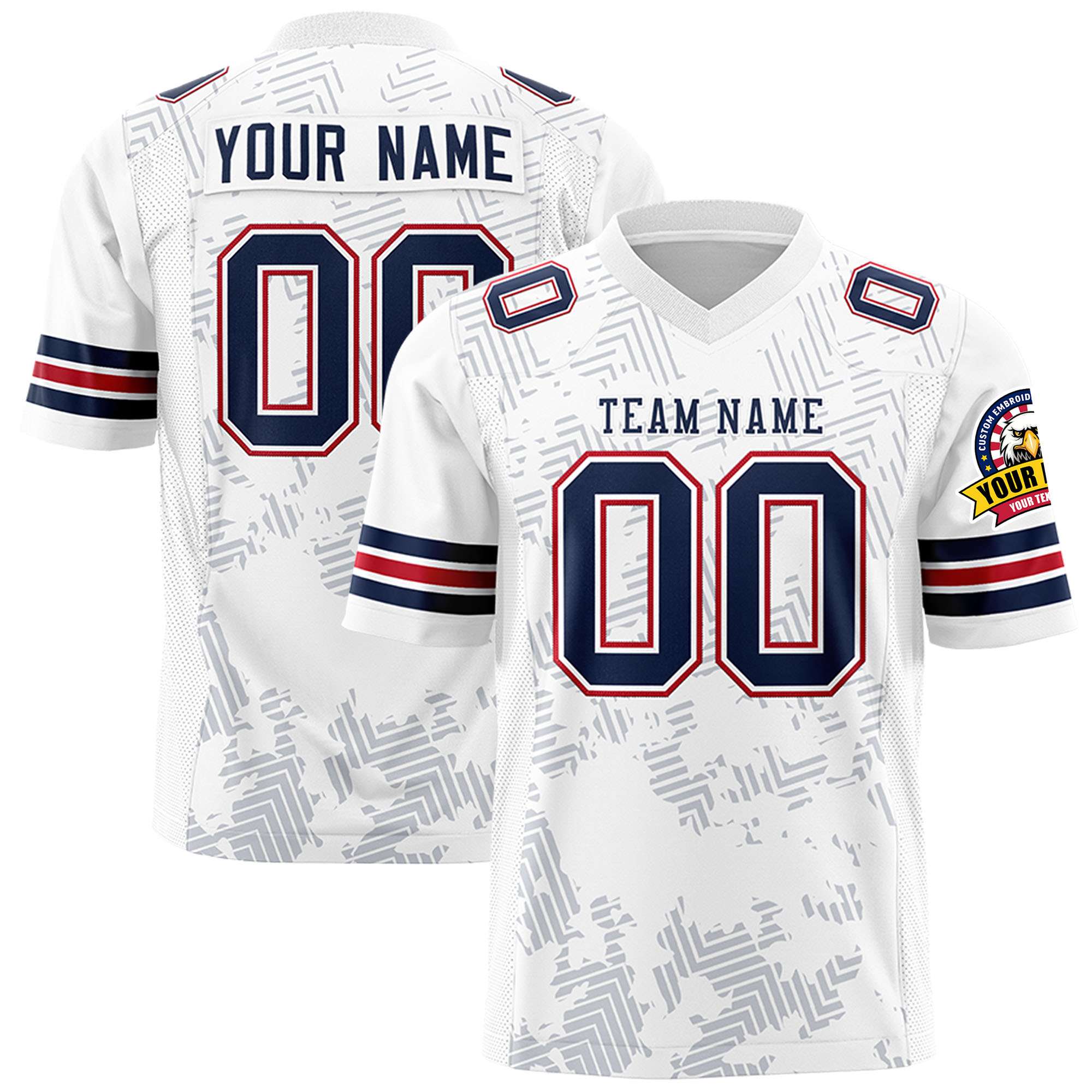 Custom White Navy Personalized Graffiti Line Design Authentic Football Jersey