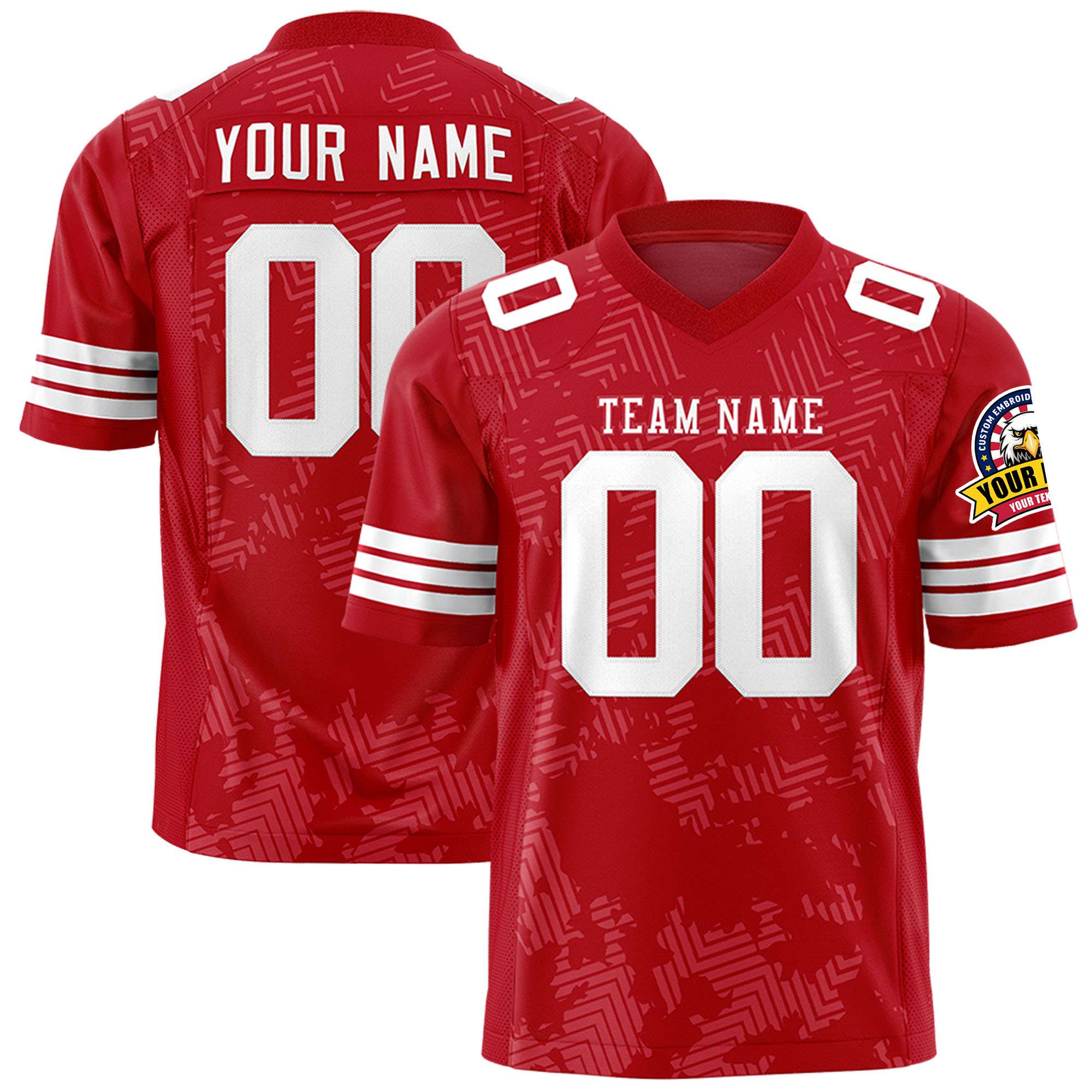 Custom Red White Personalized Graffiti Line Design Authentic Football Jersey