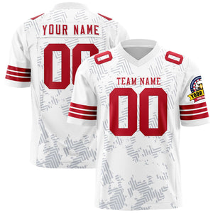 Custom White Red Personalized Graffiti Line Design Authentic Football Jersey