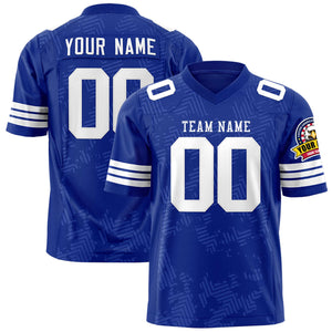 Custom Royal White Personalized Graffiti Line Design Authentic Football Jersey