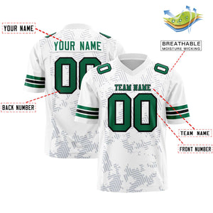 Custom White Kelly Green Personalized Graffiti Line Design Authentic Football Jersey