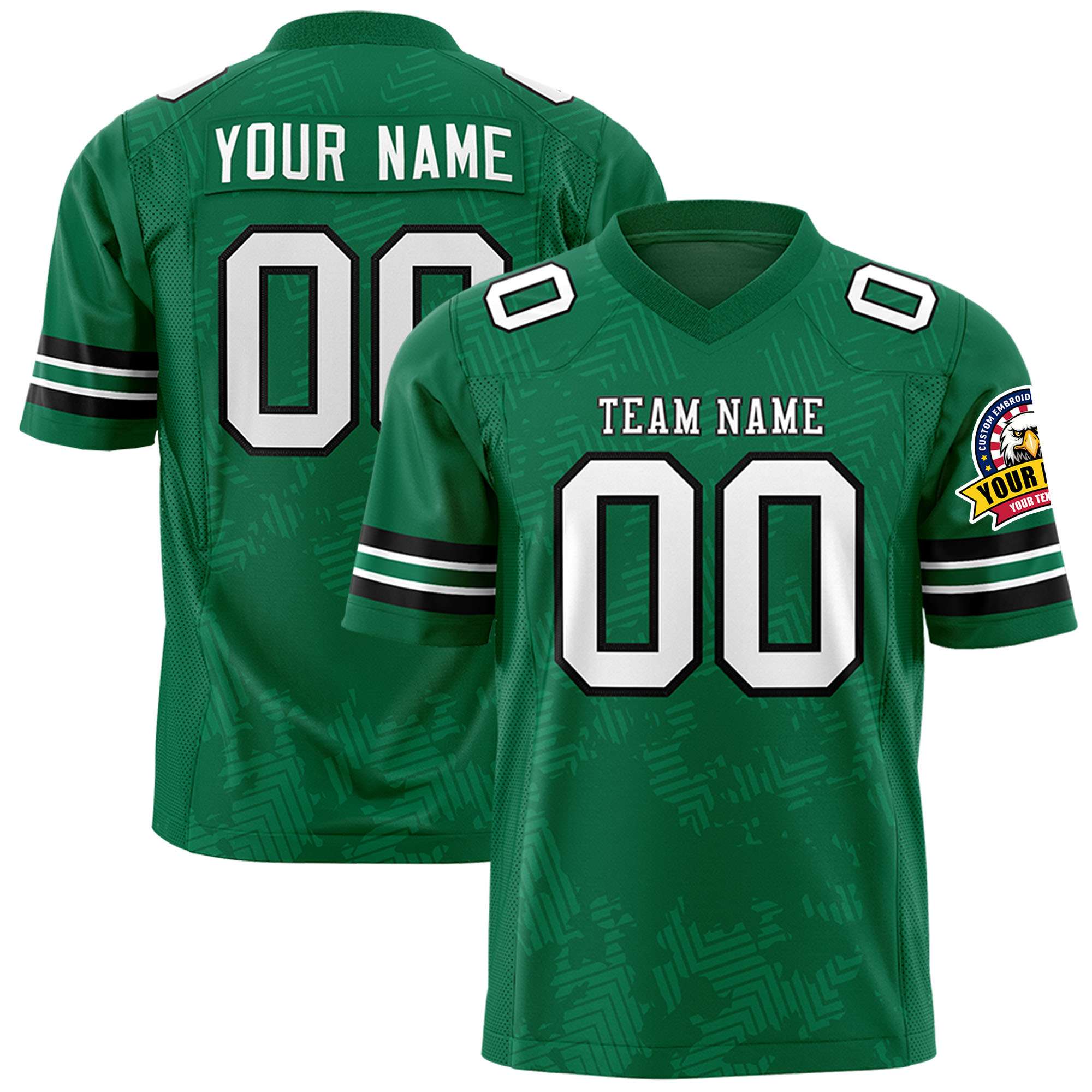 Custom Kelly Green White Personalized Graffiti Line Design Authentic Football Jersey