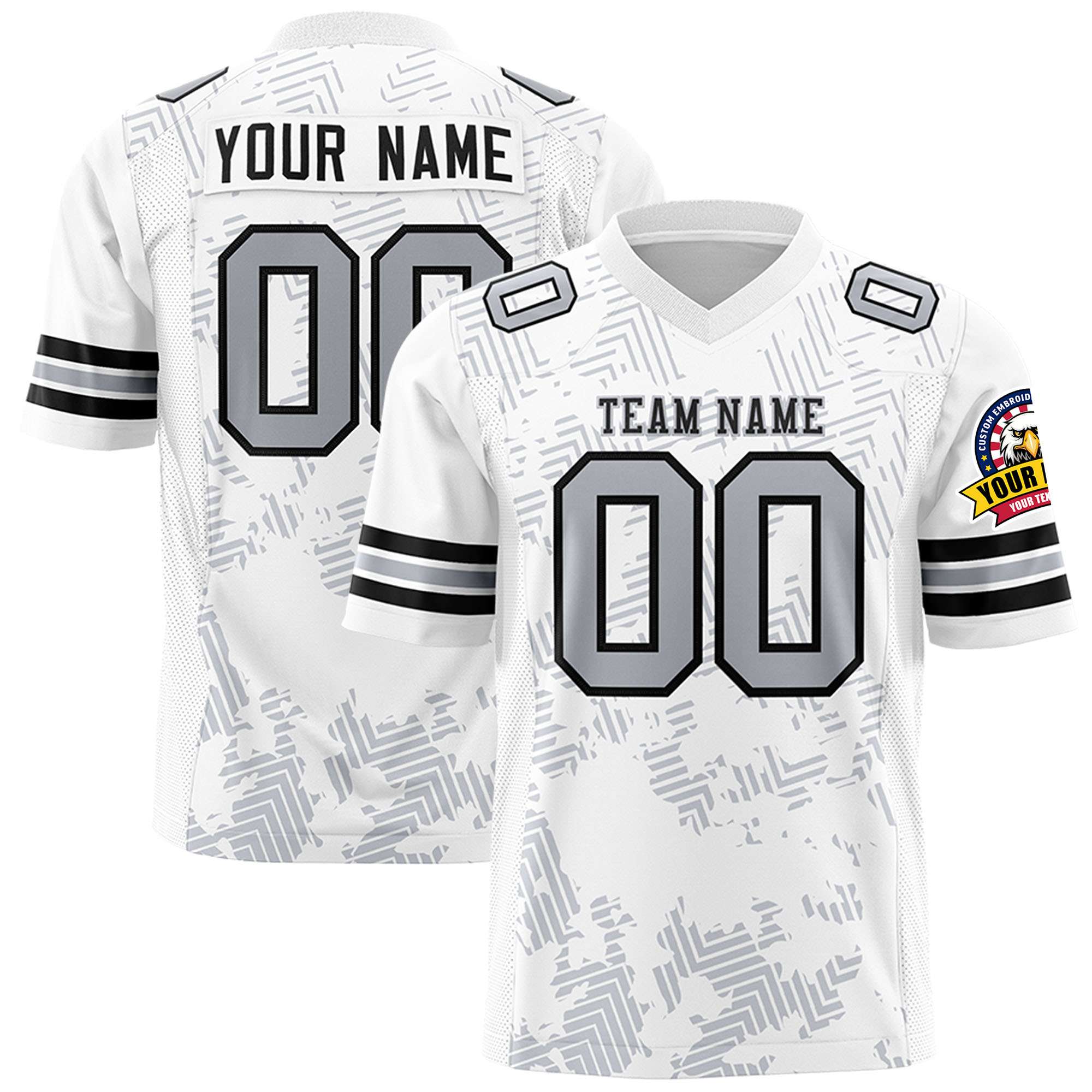 Custom White Black Personalized Graffiti Line Design Authentic Football Jersey