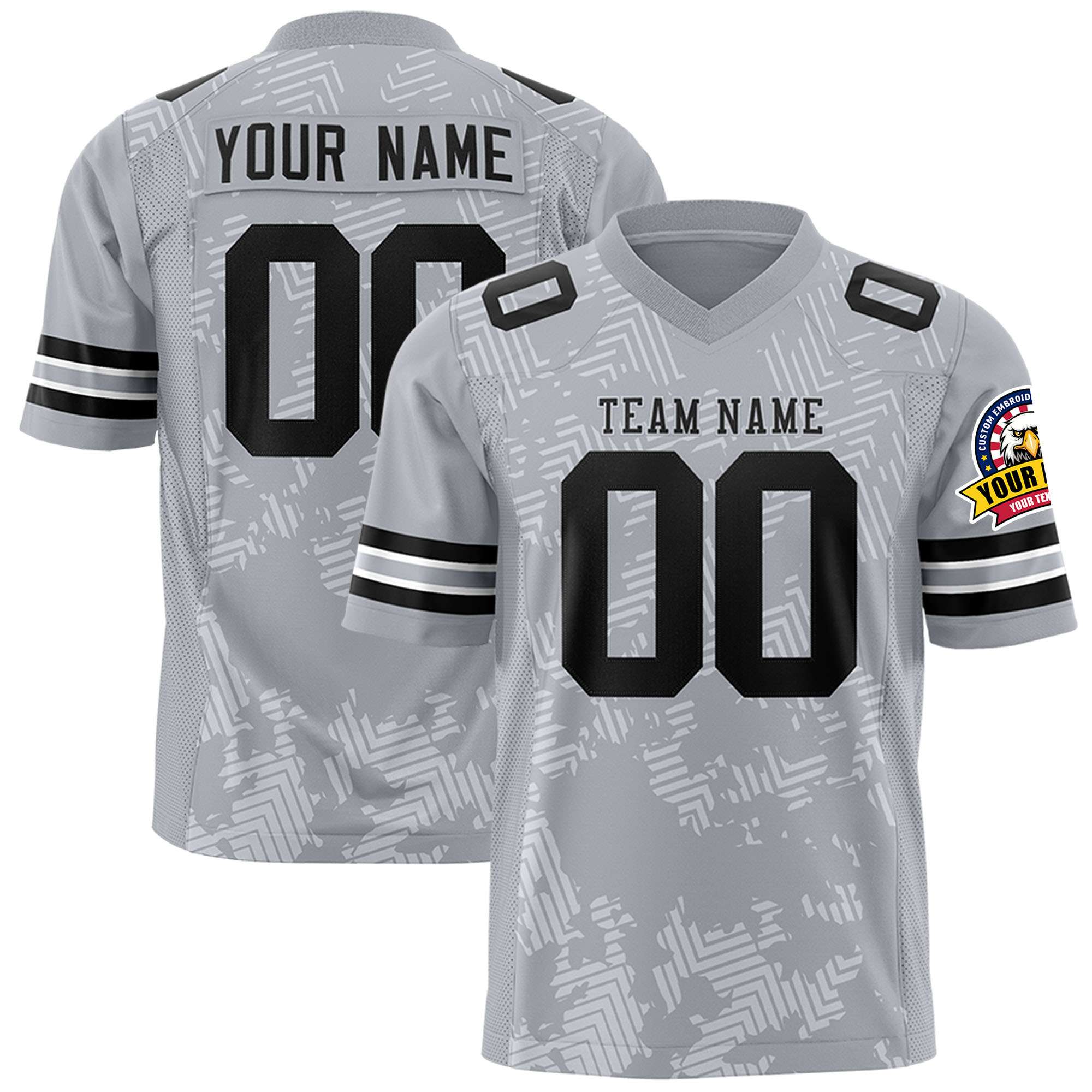 Custom Gray Black Personalized Graffiti Line Design Authentic Football Jersey