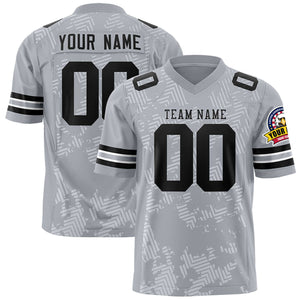 Custom Gray Black Personalized Graffiti Line Design Authentic Football Jersey