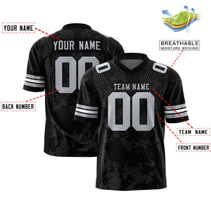 Custom Black Gray Personalized Graffiti Line Design Authentic Football Jersey