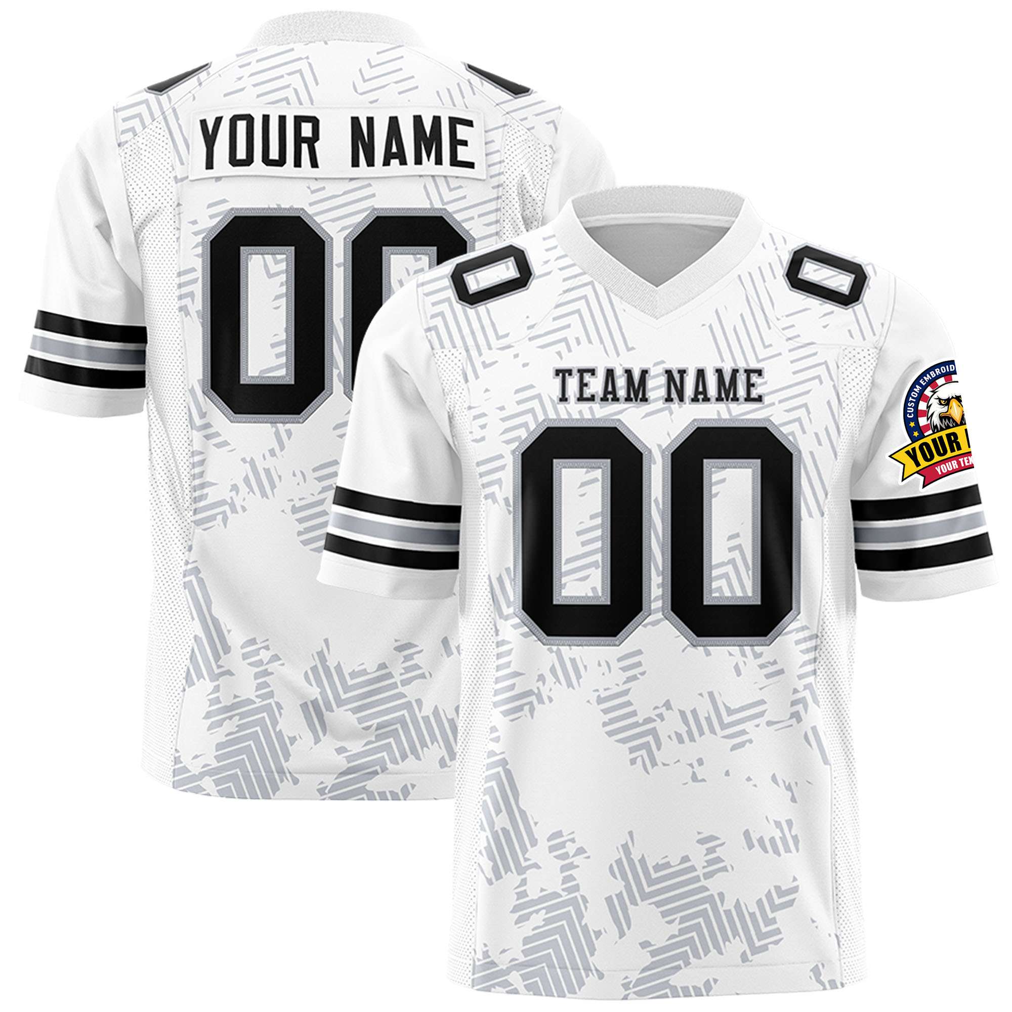 Custom White Black Personalized Graffiti Line Design Authentic Football Jersey