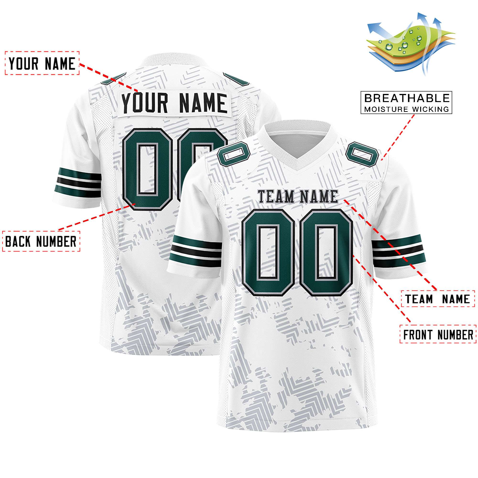 Custom White Black-Gray Personalized Graffiti Line Design Authentic Football Jersey