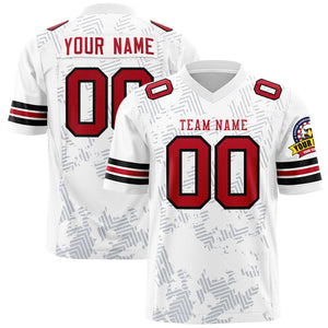 Custom White Red Personalized Graffiti Line Design Authentic Football Jersey