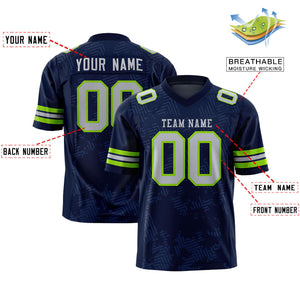 Custom Navy Gray Personalized Graffiti Line Design Authentic Football Jersey