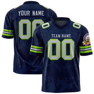 Custom Navy Gray Personalized Graffiti Line Design Authentic Football Jersey