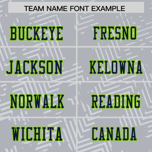 Custom Gray Navy-Neon Green Personalized Graffiti Line Design Authentic Football Jersey